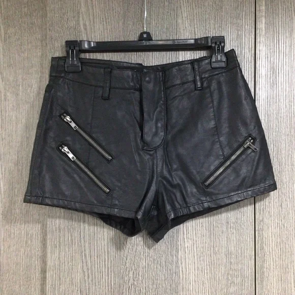 Guess Black Leather High Waist Shorts - Picture 2 of 10